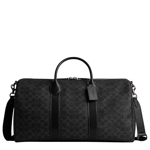 Coach Men's Compass 50 Bag - Black Signature – Premium leather travel bag for professionals, signature black leather and refi