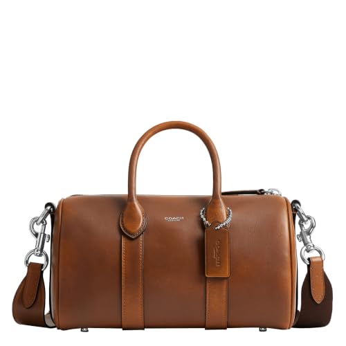 Coach Men's Compass Bag 25 in Saddle/Burnt Sienna, premium leather travel bag with warm, rustic tone.