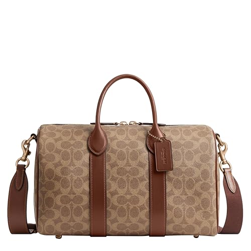 Coach Men's Compass 35 Bag – Tan Multi – versatile leather, multiple pockets, ideal for business travel.