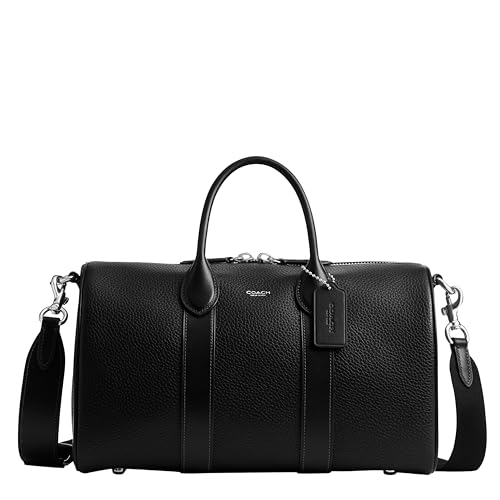 Coach Men's Compass 35 Bag – Black – premium leather, dual handles, secure zipper closure.
