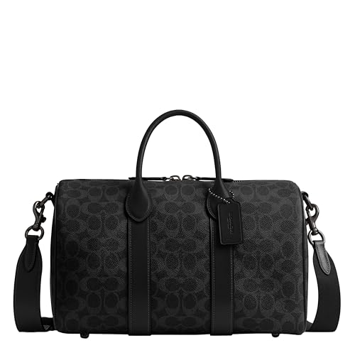 Coach Men's Compass 35 Bag – Black Signature – premium leather, signature logo, professional travel companion.