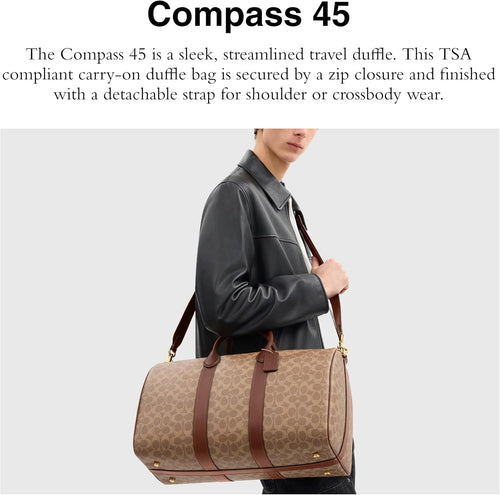 Coach Men's Compass 45 Leather Backpack, tan, durable construction, modern style