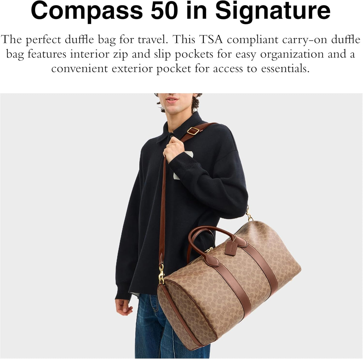 Coach Men's Compass 50 Bag – Premium leather travel bag for professionals, showcasing refined craftsmanship and spacious inte